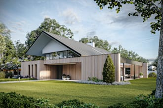 create small exterior house, architecture rendering images