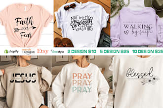 do custom typography christian t shirt design in 10 hours