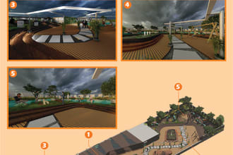 design landscapes with vegetation placement, patios, ponds, game activities, etc