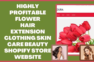 design flower hair extension clothing skin care beauty shopify store website
