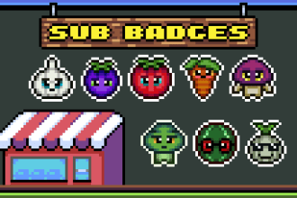draw pixel art twitch sub badges for you
