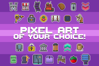 create 16x16 or 32x32 pixel art character, item, icon, ui