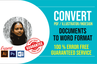 convert PDF, illustrator, indesign files into word document