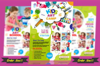 do summer camp, kids flyers, school, holiday flyer design