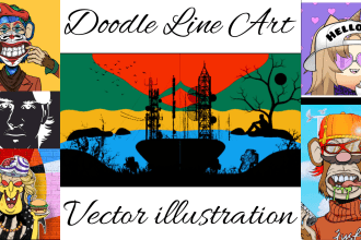 do hand drawn vector line art and doodle illustration