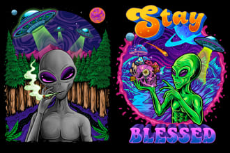 create amazing psychedelic , trippy , weed , alien design