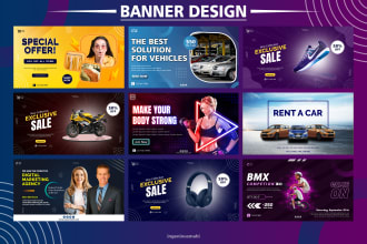 design creative web banner, banner ads, headers, covers and sliders