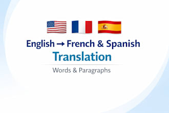 translate into english, french or spanish