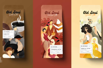 design a colorful illustrated pouch for food, nuts or snacks