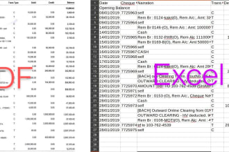 extract data from bank statement pdf to  excel using ocr