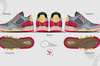 design footwear, sneakers, boots, activewear with techpack