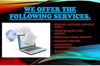 do technical and creative writing of articles and blog posts