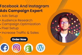 create and manage facebook ads campaign, fb advertising with instagram ads