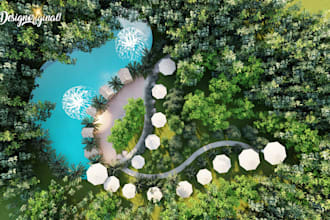 design your resort and landscape, 3d realistic architecture
