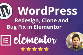 redesign, clone any webpage or webiste using elementor