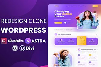 clone redesign wordpess with divi theme or elementor pro