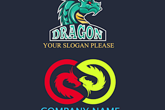 make hand drawing professional dragon logo design