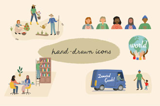 design custom hand drawn icons and vector illustrations
