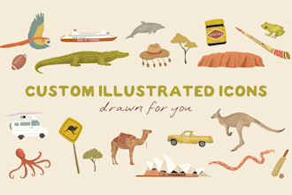 create custom hand drawn icons and illustrations