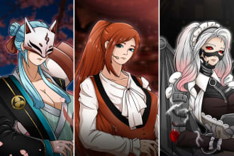 make anime art half body profile picture, avatar, icon
