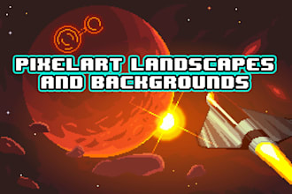 draw pixel art landscapes, backgrounds or scenes