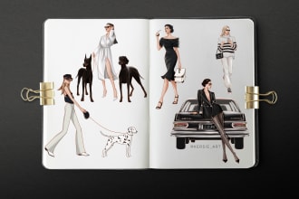 draw a fashion illustration in pencil sketch style