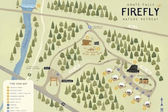design a custom illustrated map for hotels, resorts and tourism