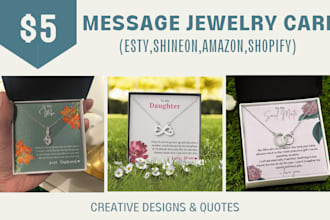 design jewelry message cards for shineon, esty