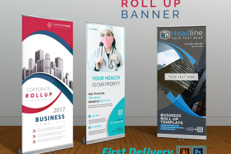 do outstanding roll up banner design in 12 hours