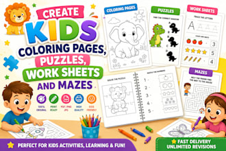 create kids coloring pages, puzzles, work sheets and mazes