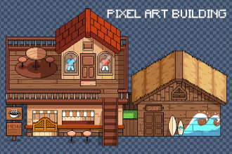 draw pixel art building illustration