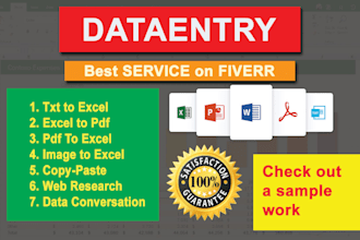 do excel data entry, web research and copy paste work