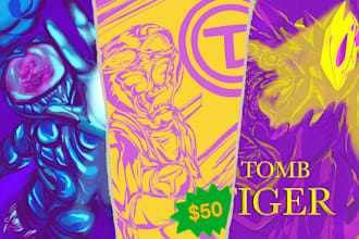 draw detail illustration flyer and poster for band or gig with pop art style