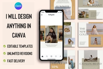 design anything on canva, social media posts, flyers, banners, editable template