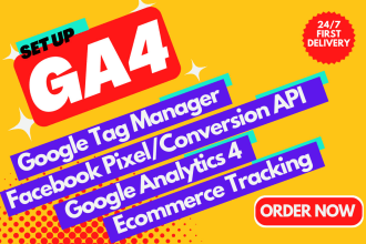 setup google analytics 4, ga4 ecommerce tracking, facebook pixel with gtm