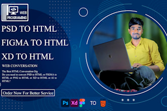 convert figma to HTML, PSD to HTML, jpg to HTML, xd to HTML