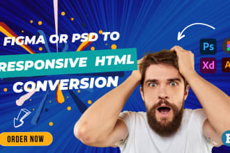 convert figma to HTML PSD to HTML sketch xd to HTML
