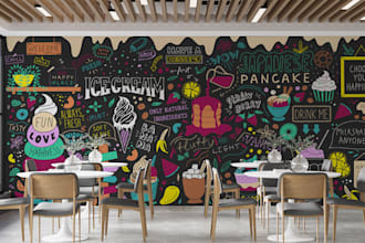 draw black background doodle wall art for your business