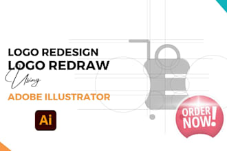 convert, redraw your geometic logo  using grid system