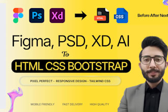 convert figma to html psd to html xd to html css bootstrap 5