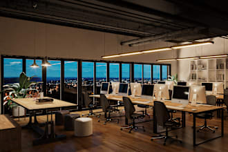 do 3d office interior design and commercial interior spaces