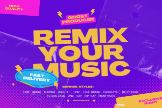remix your song to edm, house, techno, dubstep in 24 hours