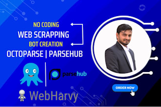scrape any website using octoparse, parsehub, or webharvy fast and accurately