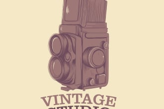 make vintage style design and illustration for t shirt logo
