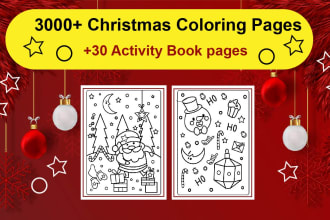 provide 3000 christmas coloring pages and 30 activity books