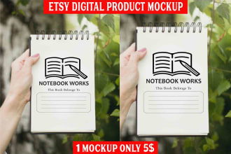 design a custom etsy listing mockup for digital products