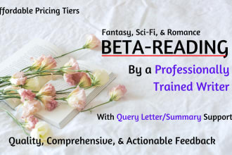 professionally beta read your fantasy, romance, and sci fi books