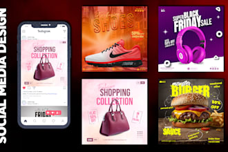 design attractive social media creative instagram post carousel ads story