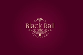 design an unforgettable and sleek logo for black rail vineyards