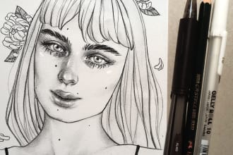 draw cute and aesthetic professional pencil portraits